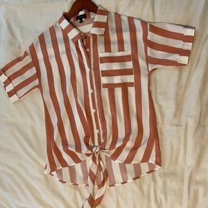 Roolee Red/white stripe Button Up